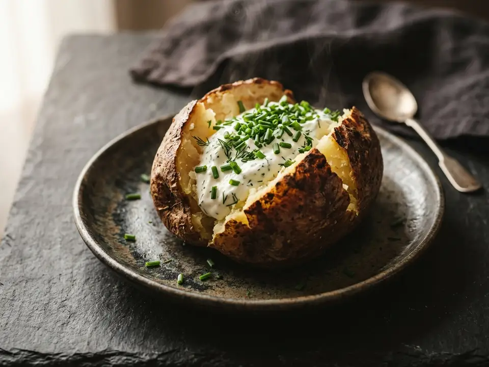Backkartoffel mit Sour Cream und Kräuterquark