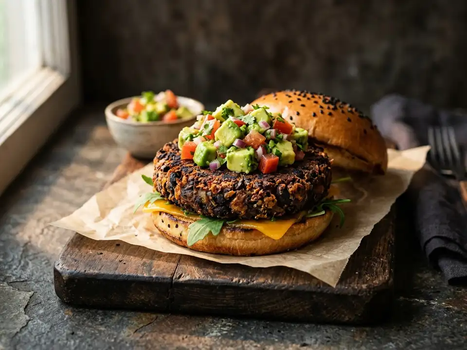 Black Bean Burger mit Avocado-Salsa