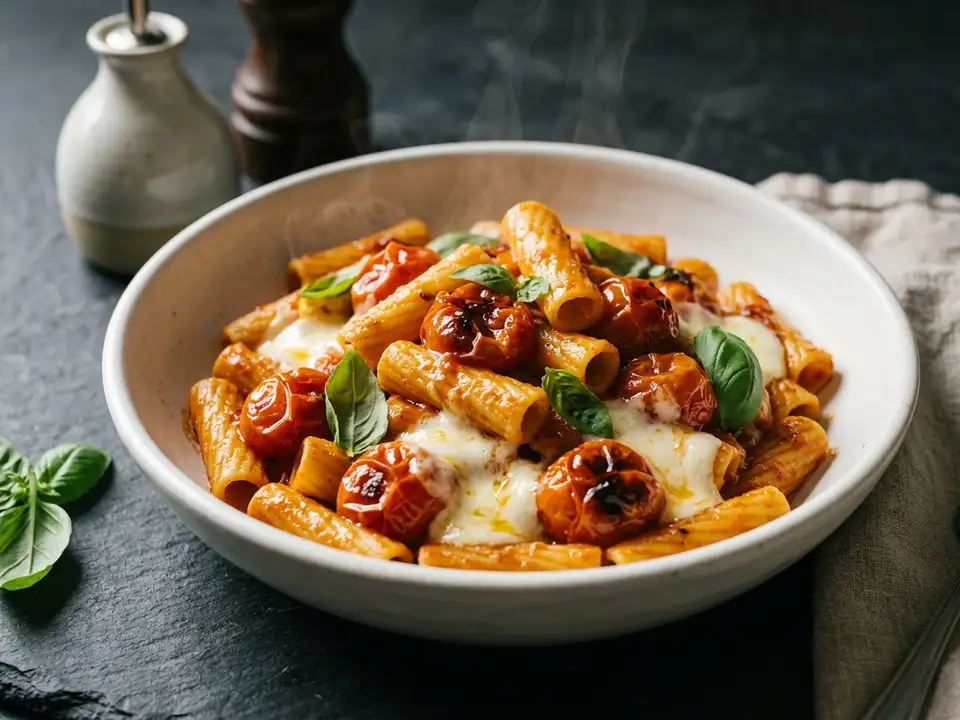 Caprese-Pasta mit Ofentomaten