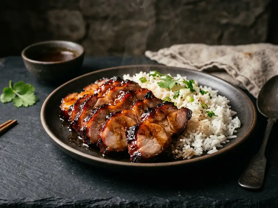 Char Siu – Chinesisches Honig-Schweinefleisch mit Reis