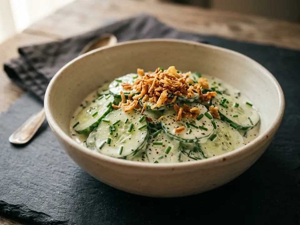 Gurkensalat mit Sauerrahm und Schnittlauch