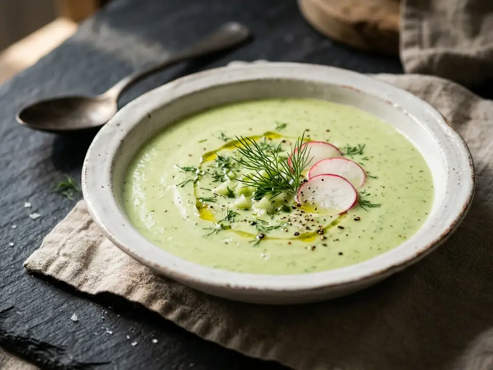 Kalte Gurkensuppe mit Dill