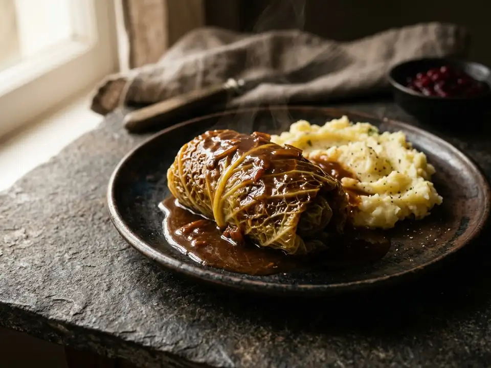 Kohlrouladen mit Kartoffelpüree