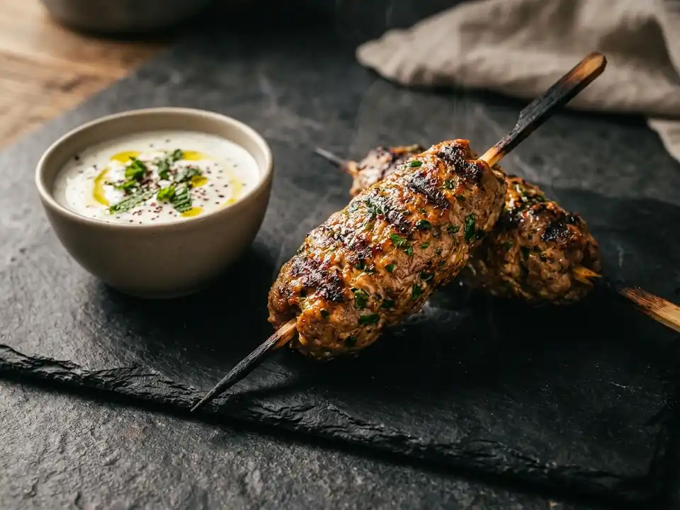 Lamm-Kofta-Spieße mit Joghurt-Knoblauch-Sauce