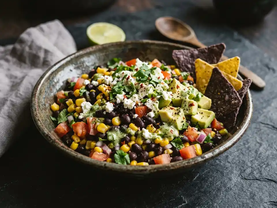 Mexikanischer Bohnensalat mit Mais, Avocado und Limette