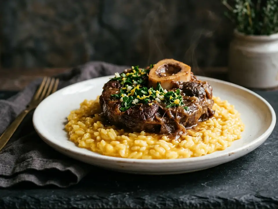 Osso Buco mit Gremolata und Risotto