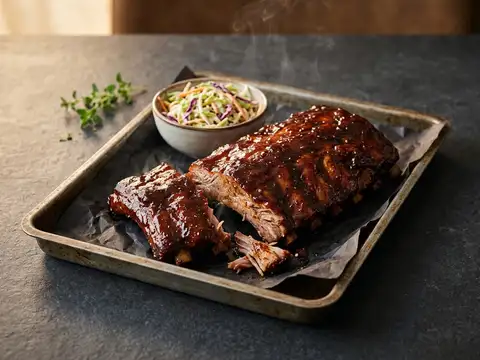 Amerikanische BBQ-Spareribs mit hausgemachtem Coleslaw