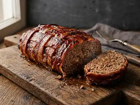 Amerikanischer Meatloaf mit Bacon und BBQ-Glasur