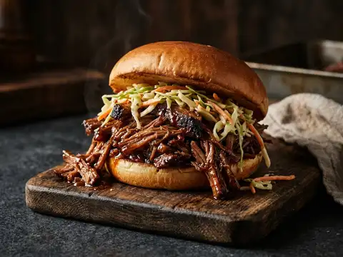 BBQ Pulled Beef Sandwich mit Krautsalat