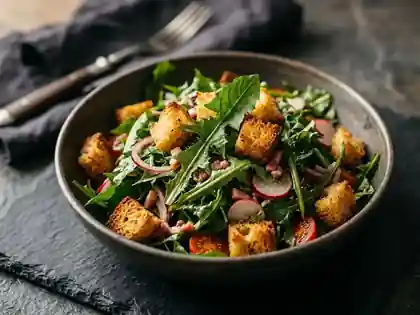 Brotsalat mit Löwenzahn