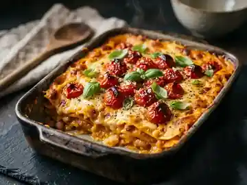 Butternut-Béchamel-Borlotti-Bohnen-Auflauf
