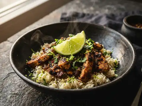 Cajun-Putengeschnetzeltes mit Limetten-Reis