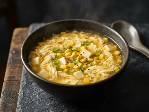 Chinesische Eiertropfensuppe mit Mais