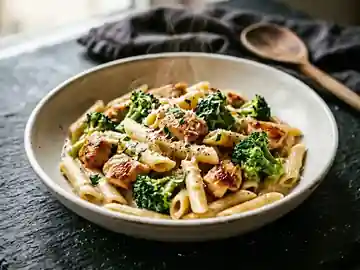 Cremige Penne mit Huhn und Brokkoli