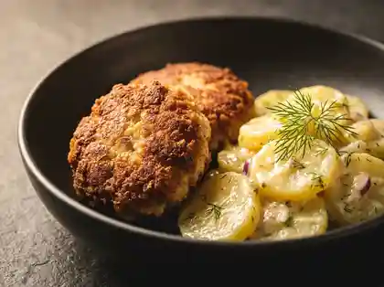 Fischfrikadellen mit Kartoffelsalat