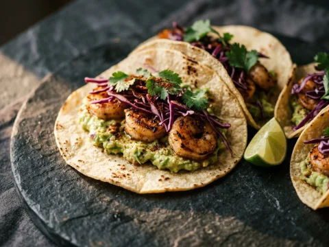 Garnelen-Tacos mit Avocadocreme