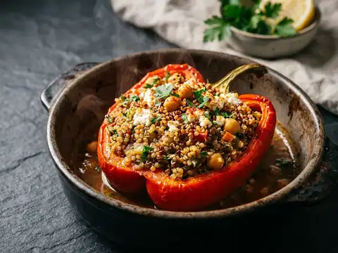 Gefüllte Paprika mit Quinoa und Kichererbsen