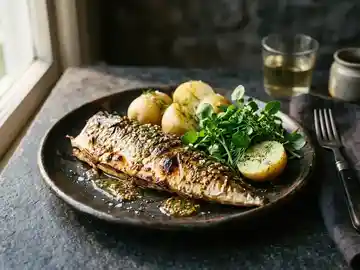 Gegrillte Makrele mit Senf-Vinaigrette