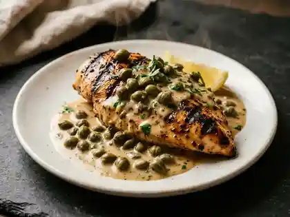 Gegrilltes Hähnchen mit Kapernsoße