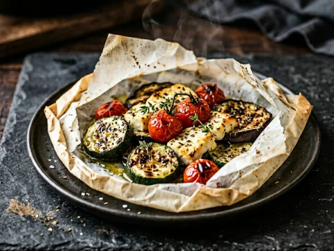 Gegrillte Gemüse- und Feta-Päckchen