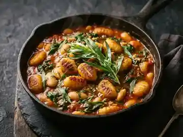 Gnocchi-Cassoulet mit Estragon und Butterbohnen