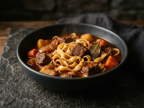 Gulasch mit Nudeln