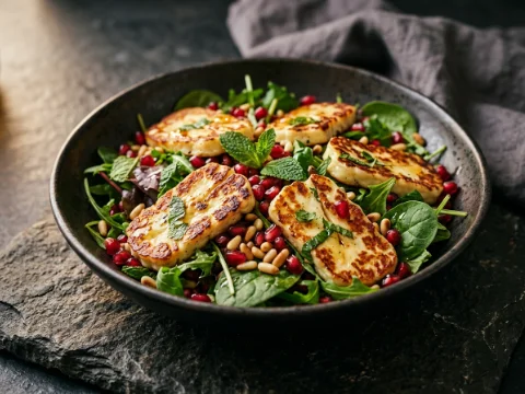 Halloumi-Salat mit Granatapfel und Minze