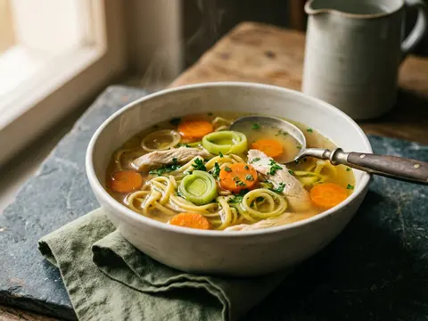 Hühnersuppe mit Frühlingsgemüse