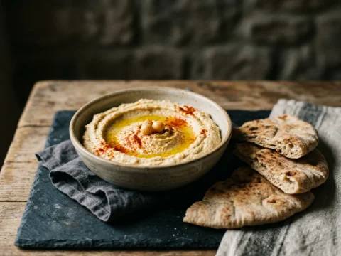Hummus mit warmem Pita