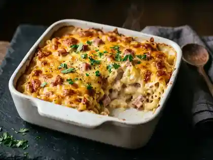 Käse-Schinken-Makkaroni aus dem Backofen