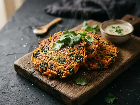 Karotten-Grünkohl-Kichererbsenmehl-Pfannkuchen