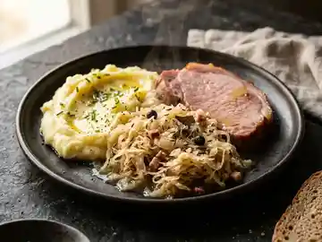 Kassler mit Sauerkraut und Kartoffelpüree