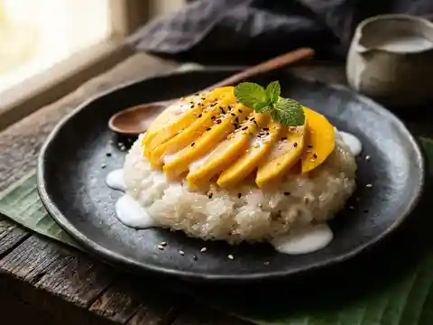 Klebreis mit Mango und Kokosmilch