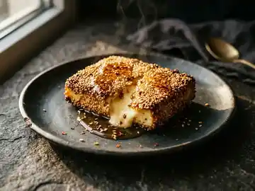 Knuspriger Feta in Sesamkruste mit Chili-Honig