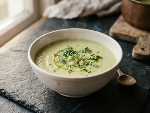 Kohlrabicremesuppe mit Kräutern