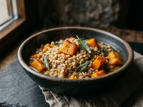 Kürbis mit Graupen