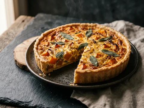 Butternut-Kürbis-Quiche mit Salbei