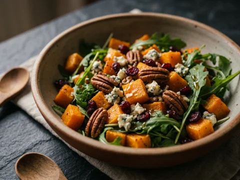 Kürbissalat mit Pecannüssen und Ahornsirup