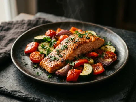 Lachs mit Ofengemüse