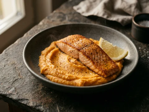 Lachs mit Süßkartoffelpüree