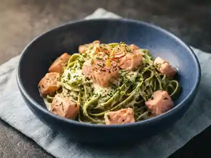 Lachspasta in cremiger Sahne-Sauce