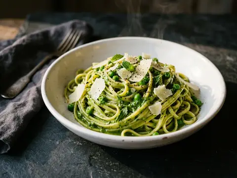 Linguine mit grüner Erbsen-Minze-Soße