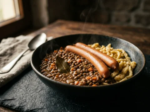 Linsen und Spätzle