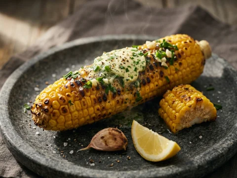 Maiskolben vom Grill mit Kräuterbutter