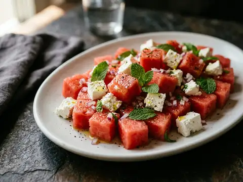 Melonen-Feta-Salat mit Minze