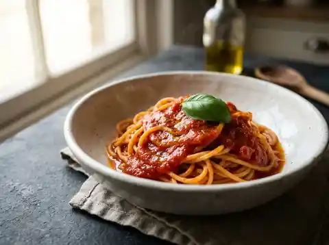 Nudeln mit einfacher Tomatensauce