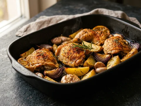 Ofenhähnchen mit Kartoffeln