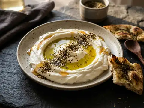 Orientalisches Labneh-Frühstück mit Za'atar und Honig