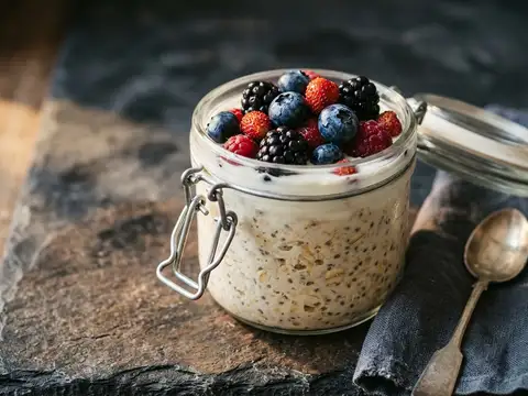 Overnight Oats mit Joghurt und Beeren