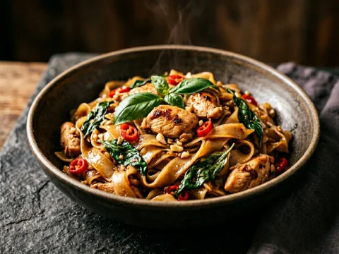 Pad Kee Mao mit Hähnchen